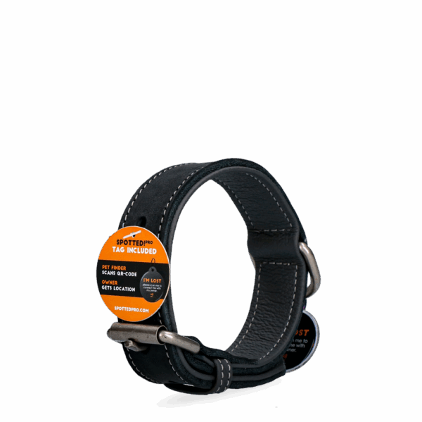 Spotted! Pro Leren Halsband Zwart 2,5x40cm
