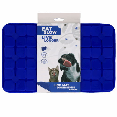282556 Eat Slow Live Longer Lick Mat Dimensions Flower Blue