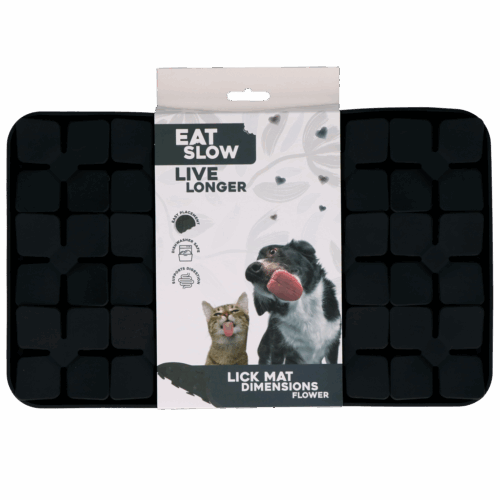 282559 Eat Slow Live Longer Lick Mat Dimensions Flower Grey