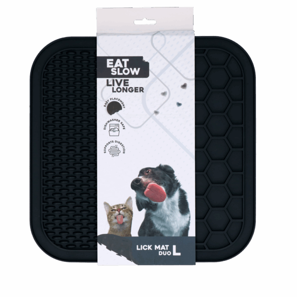 Eat Slow Live Longer Lick Mat Duo L Grey