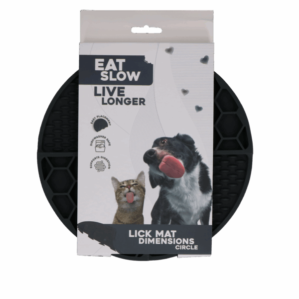 282870 Eat Slow Live Longer Lick Mat Dimensions Circle Grey