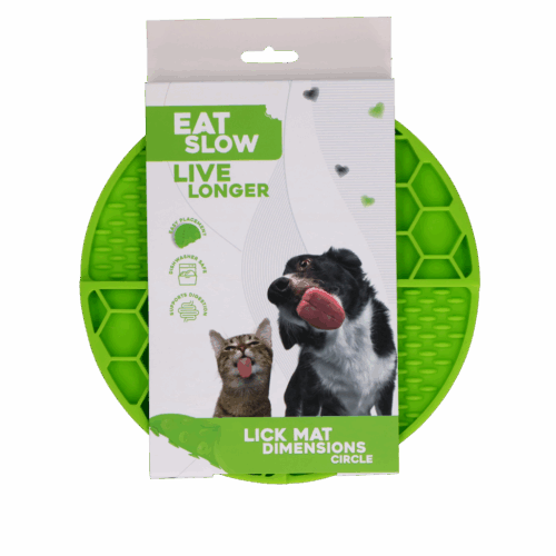 282873 Eat Slow Live Longer Lick Mat Dimensions Circle Green