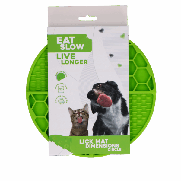 282873 Eat Slow Live Longer Lick Mat Dimensions Circle Green