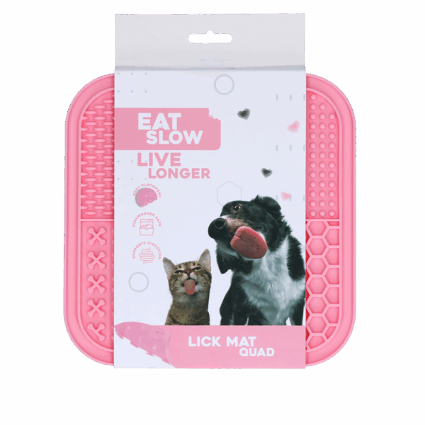 Eat Slow Live Longer Lick Mat Quad Pink