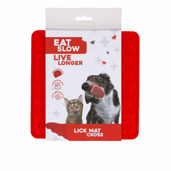 Eat Slow Live Longer Lick Mat Cross Rood
