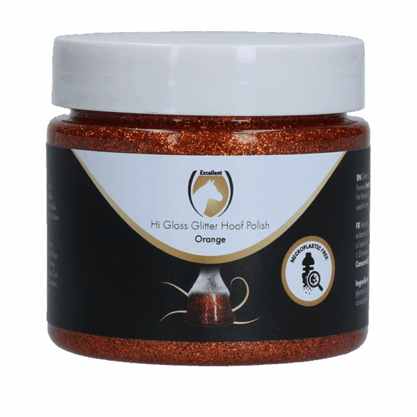 284787 Excellent Horse Hi Gloss Glitter Hoof Polish Orange 150 ml
