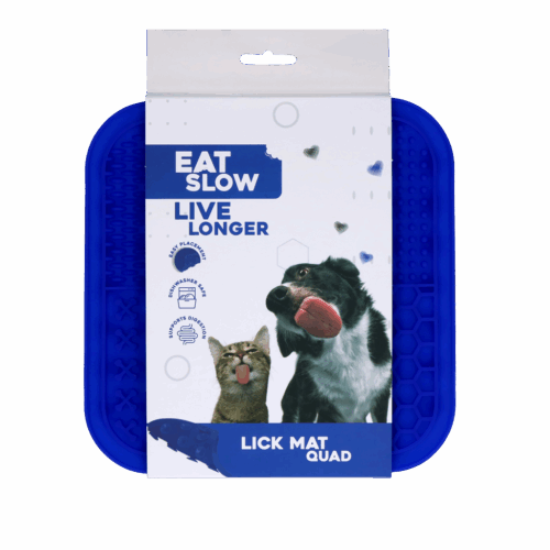 285953 Eat Slow Live Longer Lick Mat Quad Blue