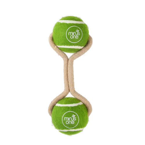 285956 Minus One Dog Tennis Ball Rope Toy Double Meadow