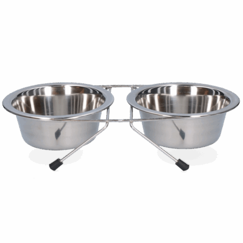 286018 Voer en drinkbak RVS met standaard 350ml Ø 13cm