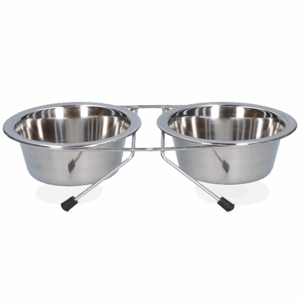 Voer en drinkbak RVS met standaard 350ml Ø 13cm