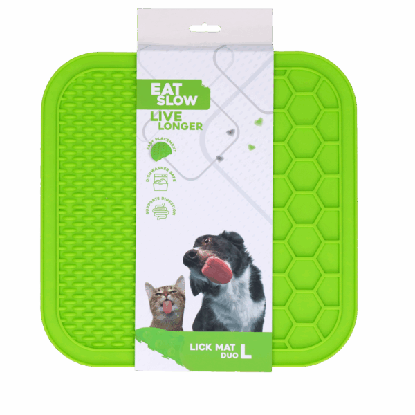 286319 Eat Slow Live Longer Lick Mat Duo L Green