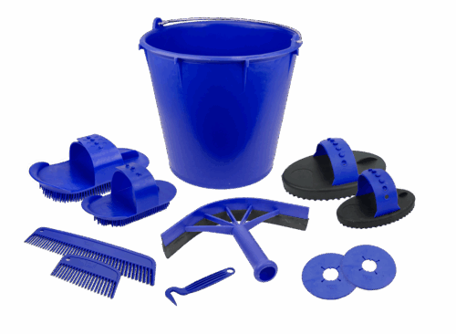 Poetsset van 10 items in emmer marineblauw