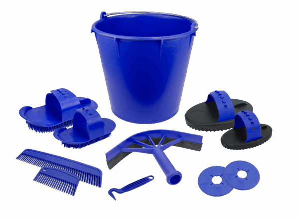 286863 Poetsset van 10 items in emmer marineblauw