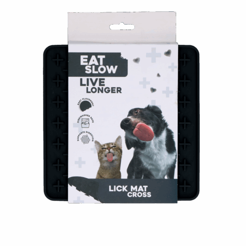286934 Eat Slow Live Longer Lick Mat Cross Grijs