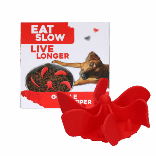 287910 Eat Slow Live Longer Gobble Stopper M Red