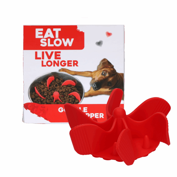 287910 Eat Slow Live Longer Gobble Stopper M Red