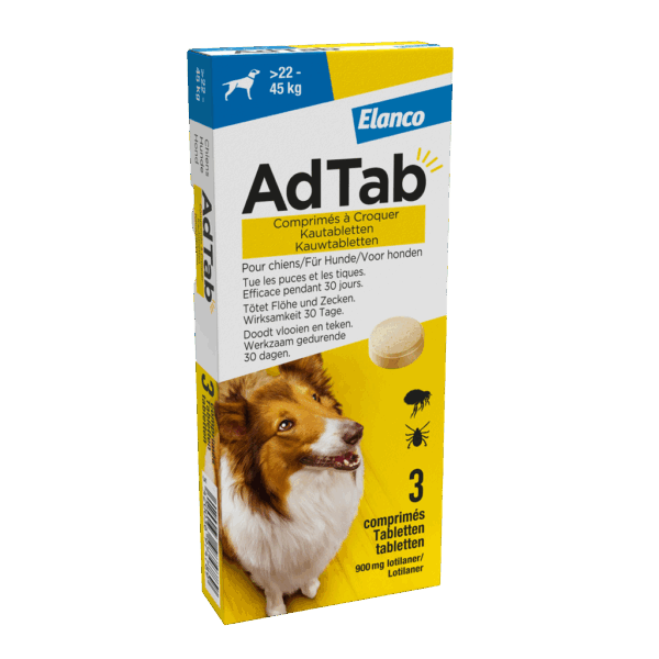 288143 Adtab kauwtablet voor honden (>22 - 45 kg) 3 tabletten