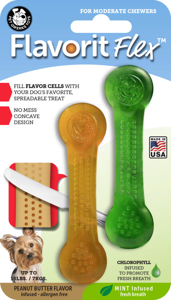 FlavFlxCo ZFL100S Pet Qwerks Flex Breath / Peanut Butter Bone S 10 cm 2 pcs.