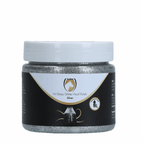 288271 Excellent Horse Hi Gloss Glitter Hoof Polish Silver 150 ml