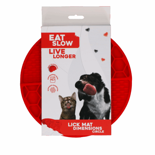 288839 Eat Slow Live Longer Lick Mat Dimensions Circle Red