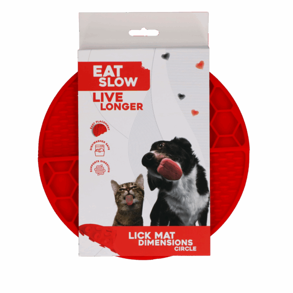 288839 Eat Slow Live Longer Lick Mat Dimensions Circle Red