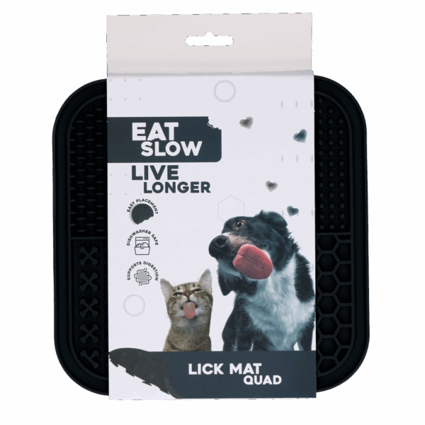 Eat Slow Live Longer Lick Mat Quad Grey
