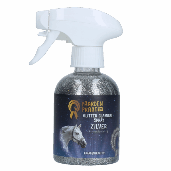 289804 Paardenpraat Glitter Glamour Spray Zilver