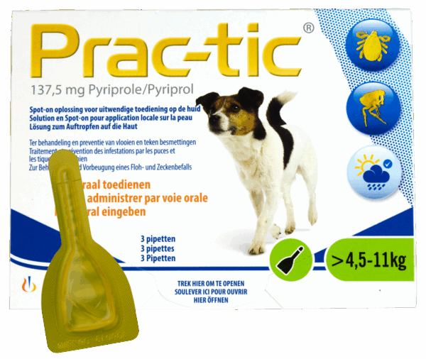 291063 Prac-Tic 137,5 mg Teek&Vlo (4,5-11 kg) 3 pipet