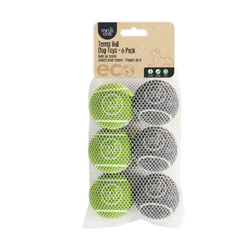 291307 Minus One Bouncy Tennis Ball Dog Toys - 6 Pack