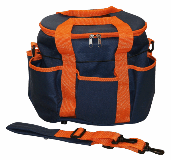 Borsteltas 27 x 22 x 22cm d.blauw/oranje