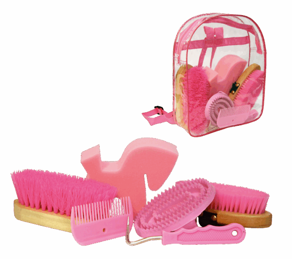 291369 Poetsset van 7 items in Rugtas roze