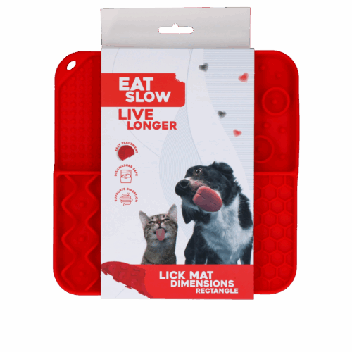 291454 Eat Slow Live Longer Lick Mat Dimensions Rectangle Red