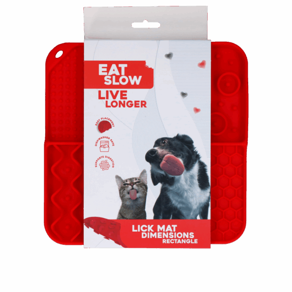 291454 Eat Slow Live Longer Lick Mat Dimensions Rectangle Red
