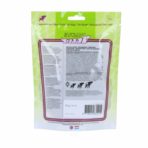 Braaaf VEGAN Spinach Stick 6 cm 80 g