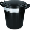 297555 Voerton 40 liter zwart met deksel, slot en schrijflabel
