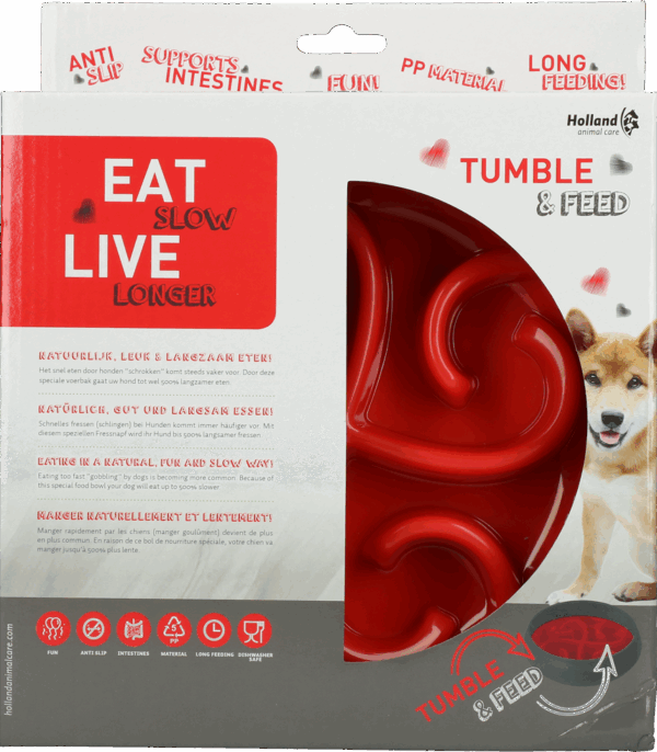 298215 Eat Slow Live Longer Tumble Feeder Grey