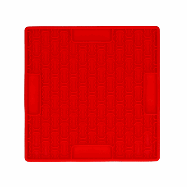 298228 Eat Slow Live Longer Lick Mat Bones Red