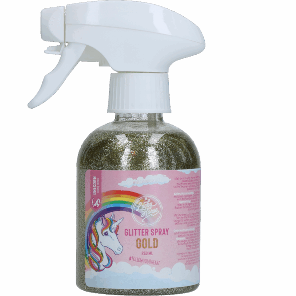 Lucky Horse Unicorn Gouden glitter Spray