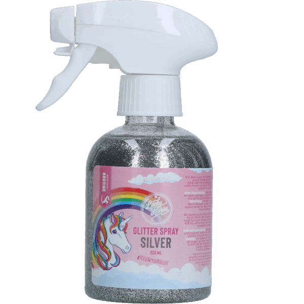 Lucky Horse Unicorn Zilver glitter spray