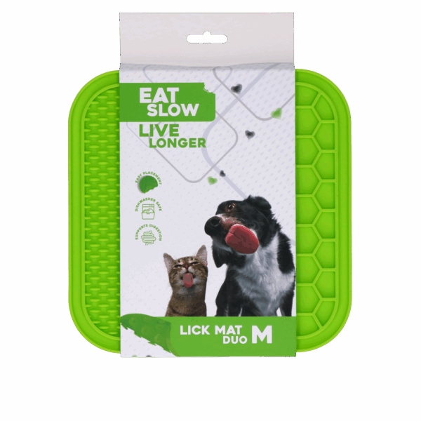 299894 Eat Slow Live Longer Lick Mat Duo M Green