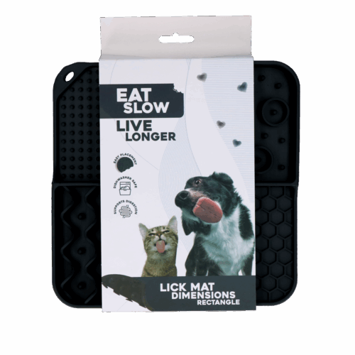 299999 Eat Slow Live Longer Lick Mat Dimensions Rectangle Grey