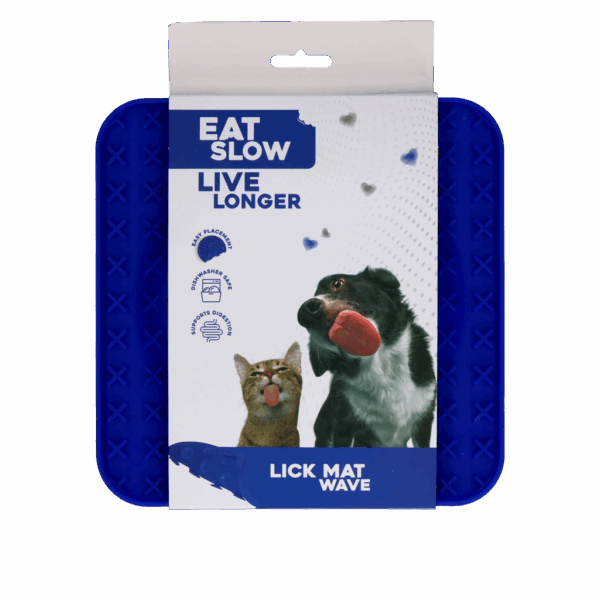 300039 Eat Slow Live Longer Lick Mat Wave Blue