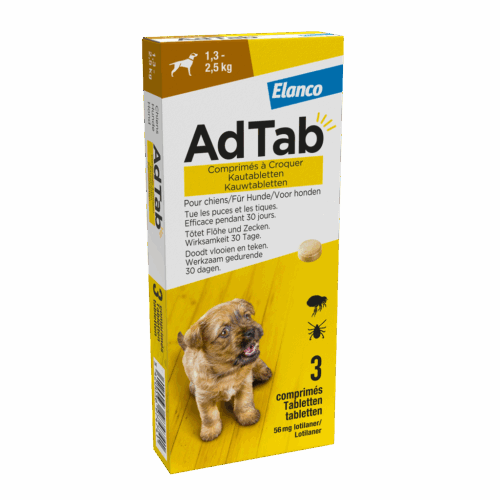 Adtab kauwtablet voor honden (1,3 - 2,5 kg) 3 tabletten