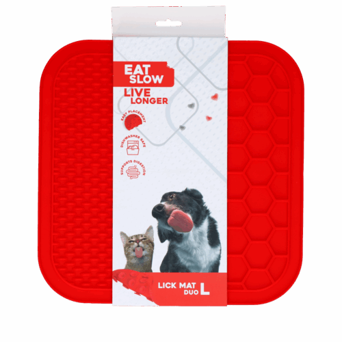 300356 Eat Slow Live Longer Lick Mat Duo L Red