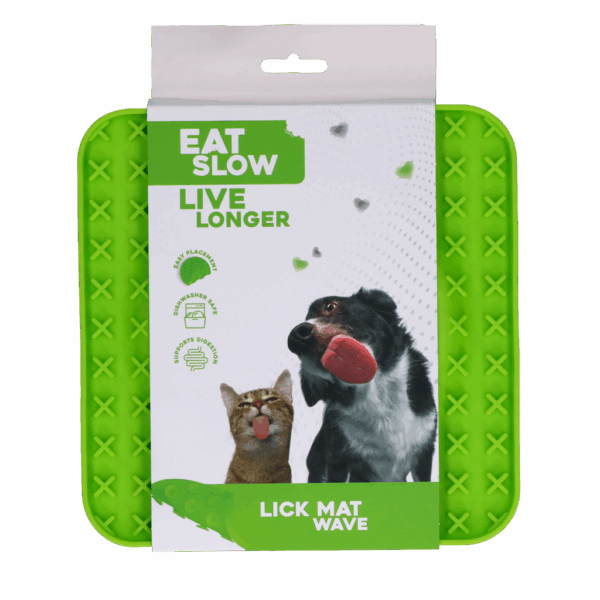 Eat Slow Live Longer Lick Mat Wave Green