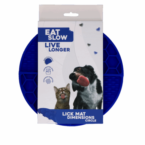 300641 Eat Slow Live Longer Lick Mat Dimensions Circle Blue