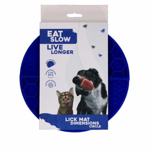 300641 Eat Slow Live Longer Lick Mat Dimensions Circle Blue