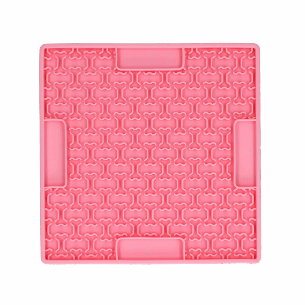 301004 Eat Slow Live Longer Lick Mat Bones Red