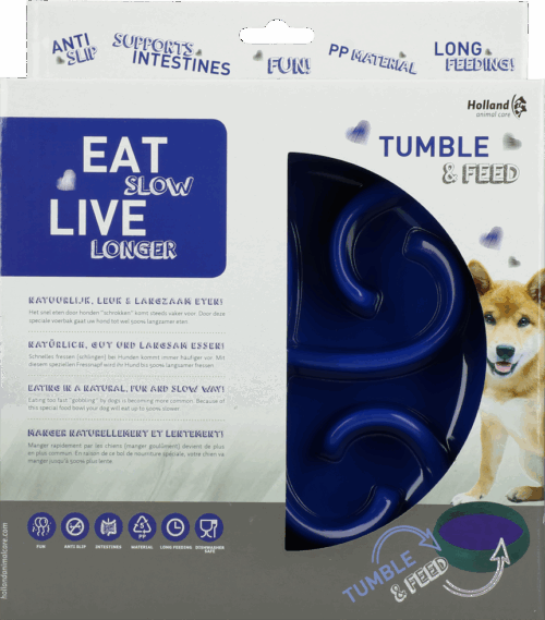 301189 Eat Slow Live Longer Tumble Feeder Blue