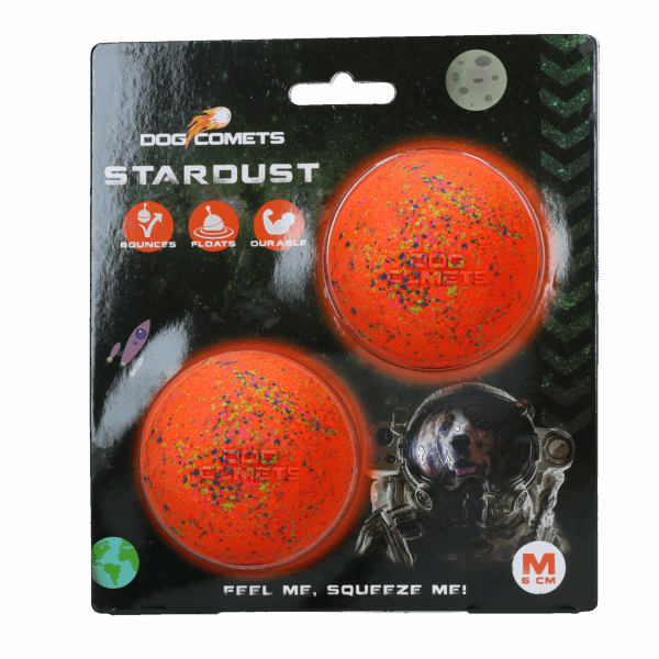 Dog Comets Ball Stardust Oranje M 2-pack